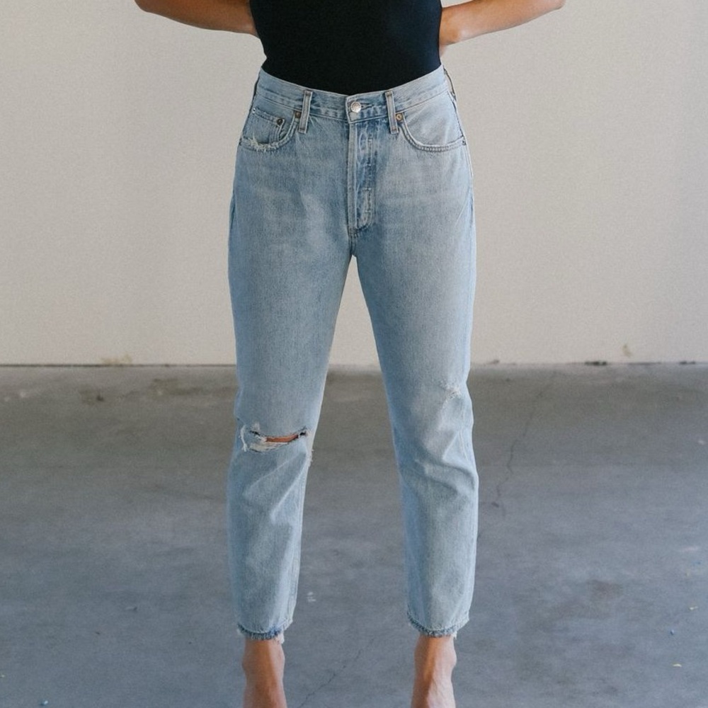 Agolde Riley High Rise Straight Crop Jeans - Picture 2 of 16